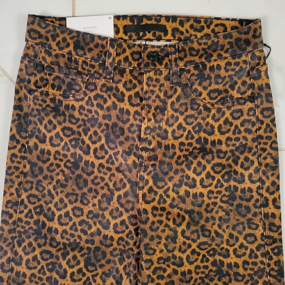 7 for all Mankind Leopard Print High-rise Slim-fit Kick Flare Jeans NEW - Picture 8 of 14